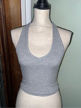 Tilly's Grey Ribbed Halter Crop Top